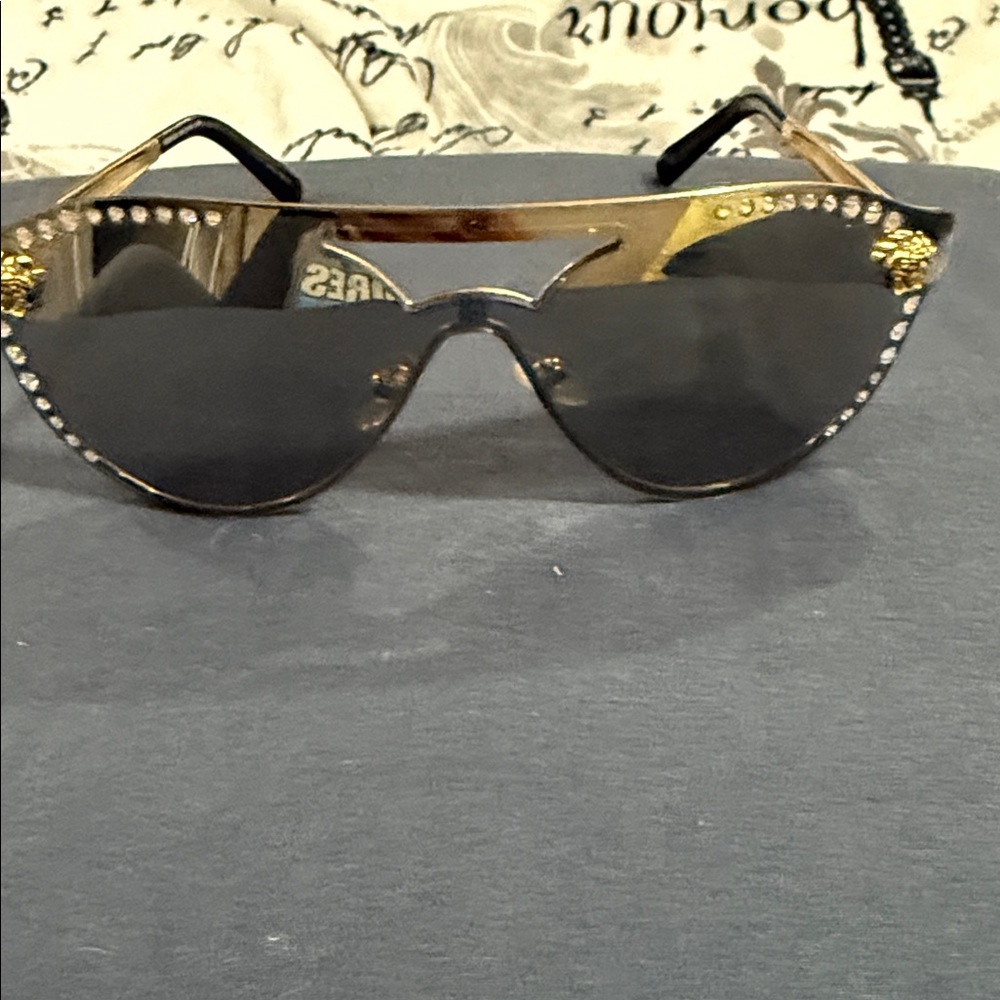 Versace Black and Gold Women's Sunglasses